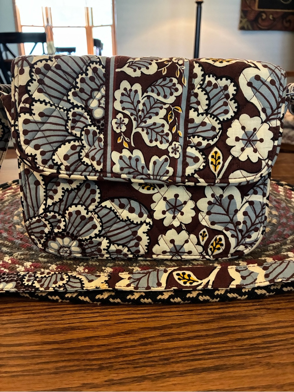 Vera Bradley Slate Blooms Rachel Crossbody brown gray blue yellow